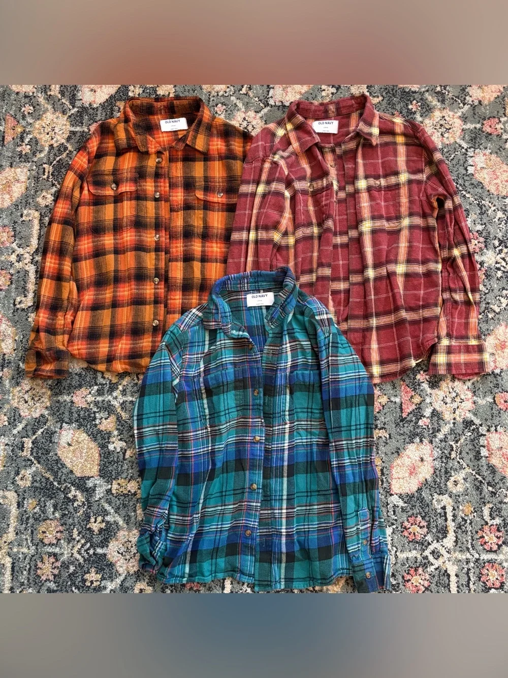 Old Navy Boy’s Plaid Flannel Button Down Shirts Boys Sz Large 10/12